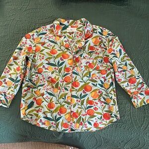 Printfresh Orange & Green Floral Button-Up Pajama Top